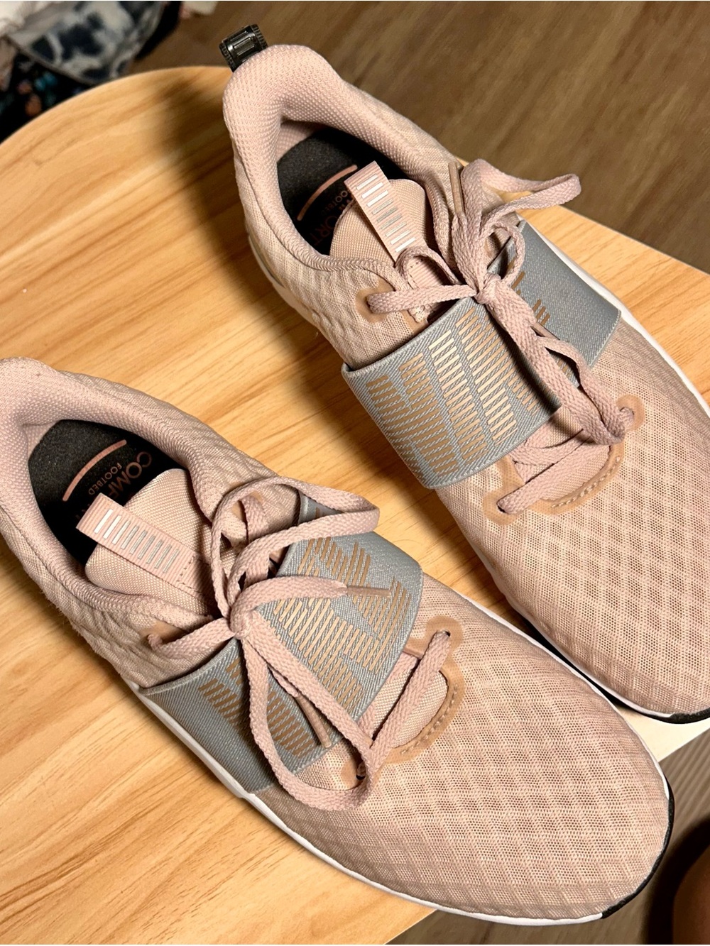 Nike Women's Blush Pink Athletic Sneakers with Gray Strap
